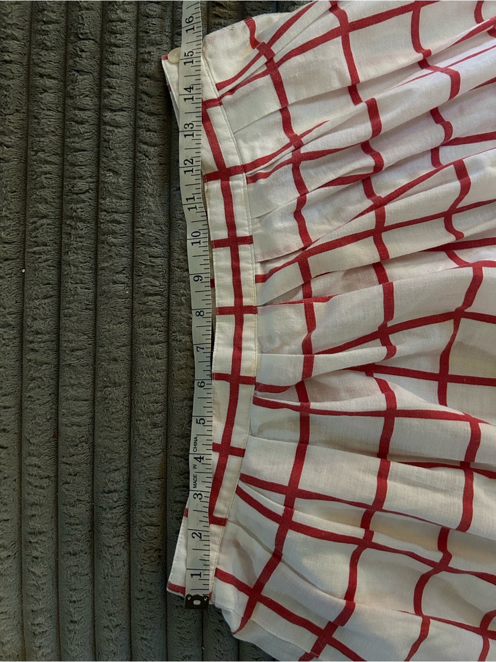 Vintage 80's Act III Window Pane Pleated Midi Skirt White Red Size 16 Medium - Picture 6 of 6